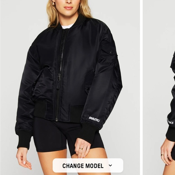 NWT Fabletics Black Iconic Bomber Jacket - Picture 2 of 5